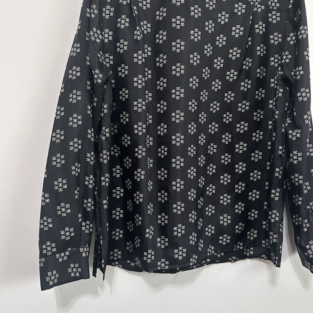 Pendleton Silk Blouse 14 Button Front Black Geo F… - image 8